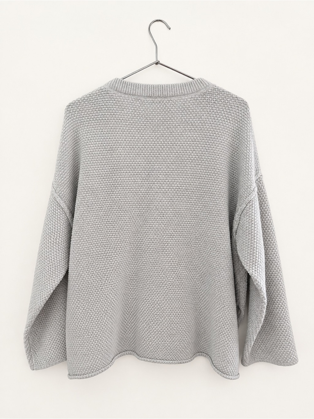 Women's Light Gray Henley Knit Sweater with Button Placket - Picture 2 of 4